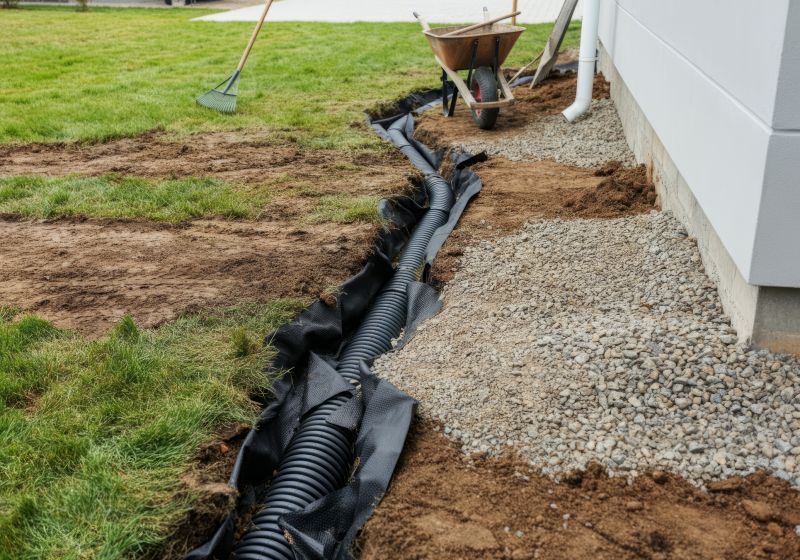 Drainage System with Gravel and Pipe